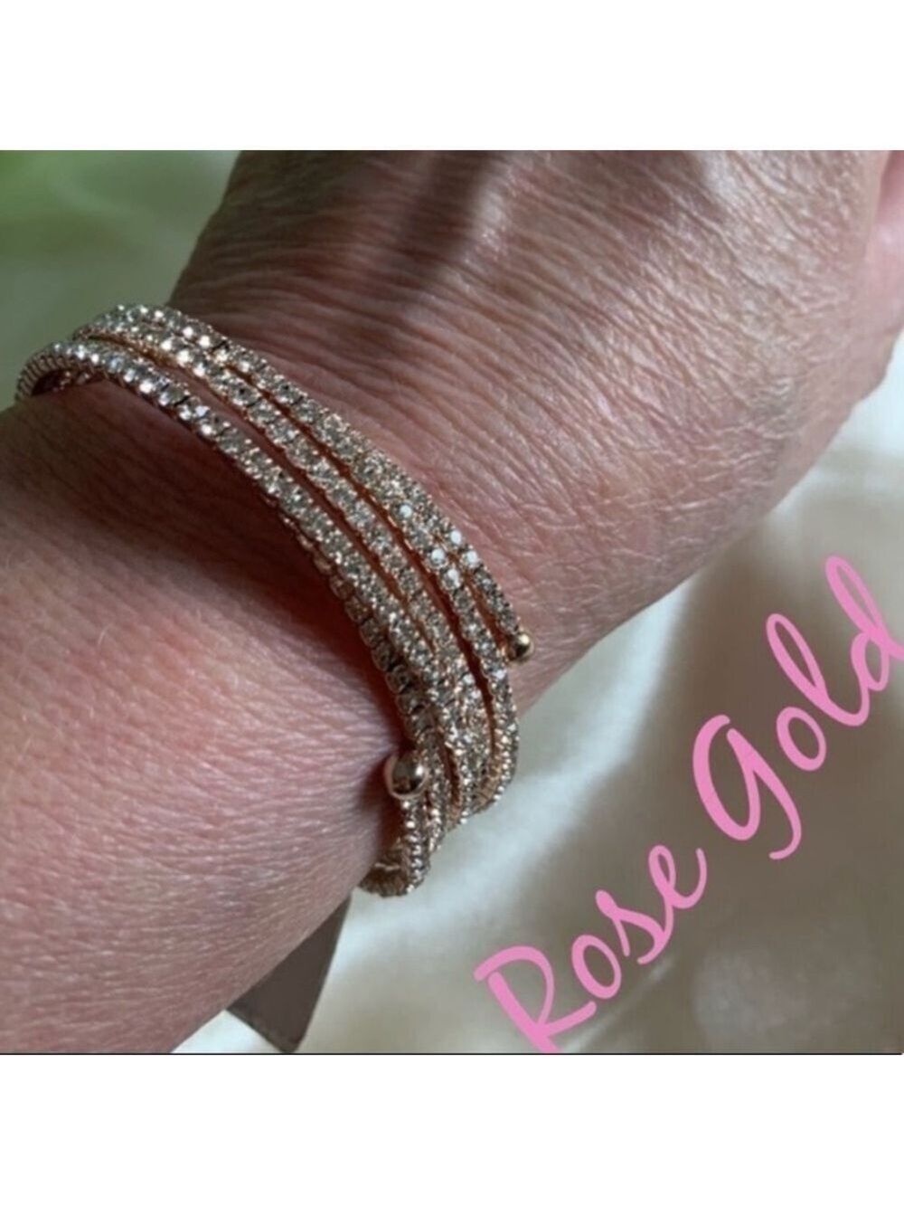 Rose Gold Cubic Zirconia Wrap Bracelet - Picture 6 of 7